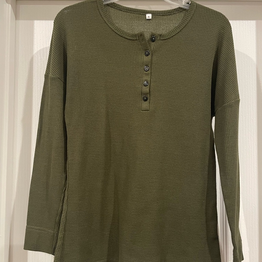 Olive Green Women's Henley Top